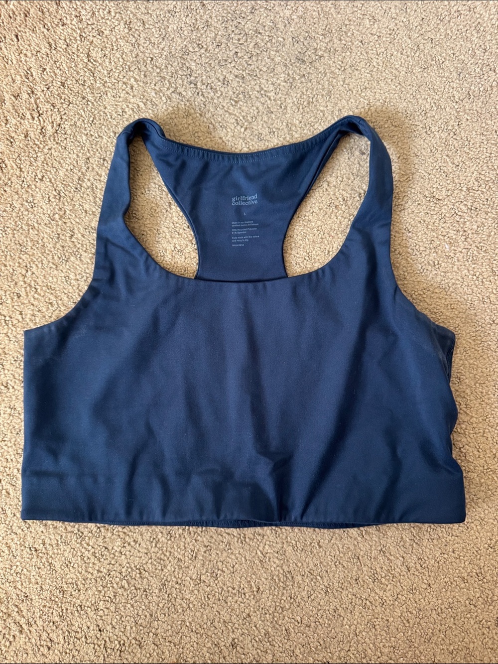girlfriend collective Deep Navy Racerback Sports Bra